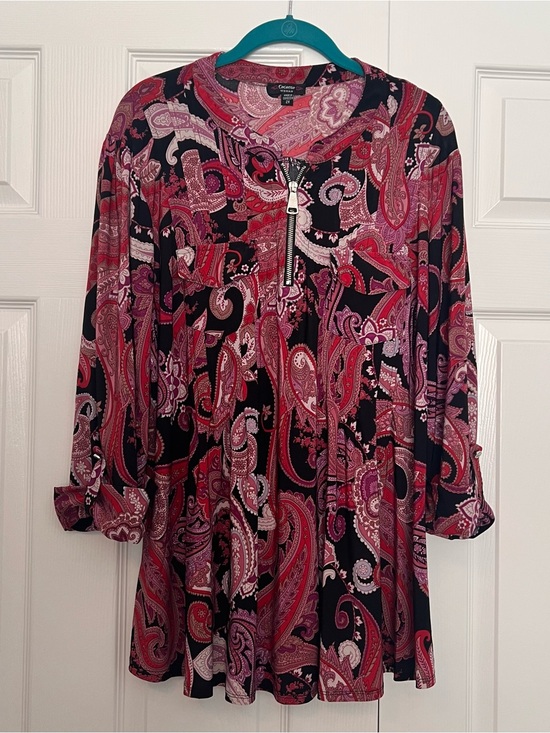 Cocomo Tops - Cocomo Pink Paisley Zip-Front Women's Tunic Top